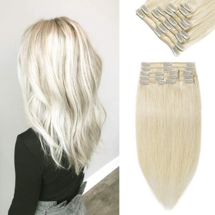 Extensions de cheveux et perruques et accessoires Silk-co Rajout Cheveux Clip Naturel 8 Bandes Extension A Clip Cheveux 250558