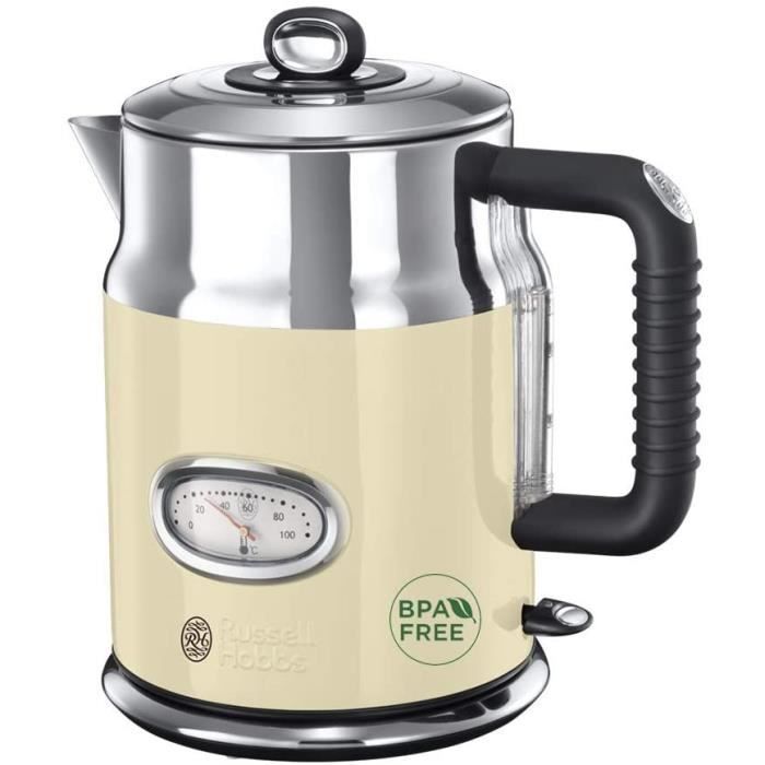 Bouilloires électriques Russell Hobbs Bouilloire 17L Ebullition Rapide Couvercle Amovible Design Vintage Cregraveme 2167270 Ret85