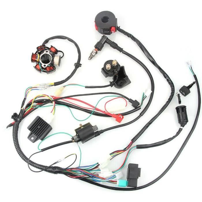 Bobines d'allumage,Faisceau de câbles Quad pour Dirt Bike ATV, pour câblage d'assemblage électrique de démarrage 50cc 70cc 90cc