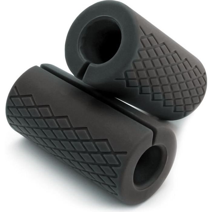 CampTeck Fat Bar Grip Silicone Épais Poignée Adaptateur Barre Haltères Musculation Bicep - Lot de 2 (Noir)