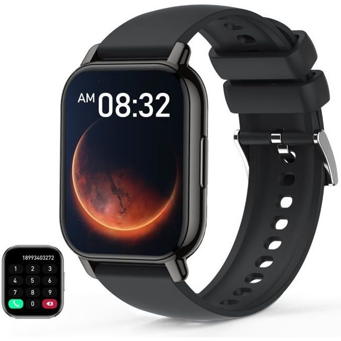 Montre Connectée Homme SmartWatch avec Appels Bluetooth 1,85'' GPS 24 modes Sport IP68 Etanche Trackers d'activité pour Android iOS