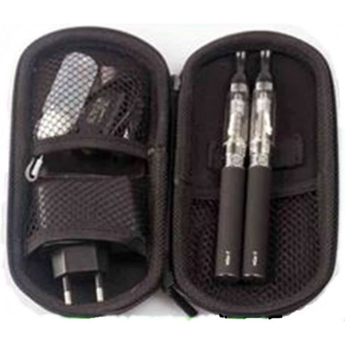 Pack 2 Batteries eGo 650mAh + cartomiseurs CE5 avec cable USB chargeur mural et trousse Noire