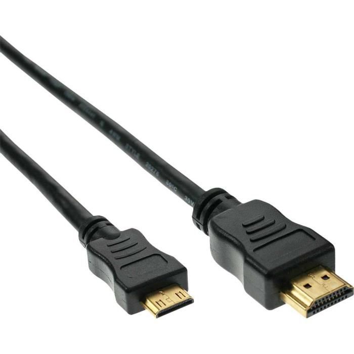 Câble Mini HDMI InLine® HDMI Mâle vers Mini Mâle, Contacts or, noir, 10m