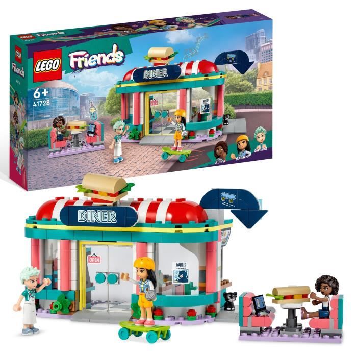 LEGO® Friends 41728 Le Snack du Centre-Ville, Jouet Enfants 6 Ans, Mini-Poupées Liane, Aliya