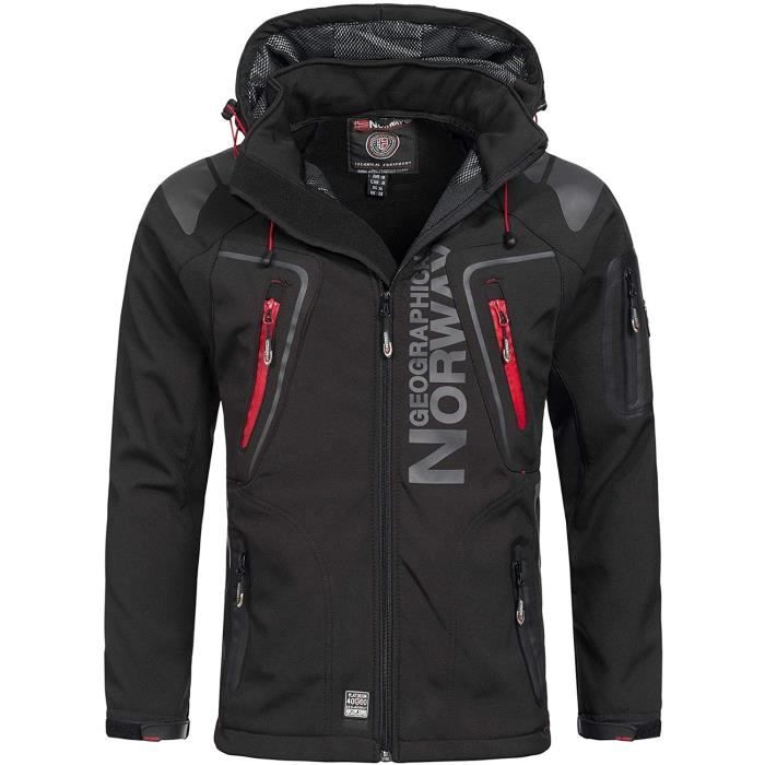 Geographical Norway Homme Veste Softshell – Modèle : Techno – Veste avec Capuche – Hydrofuge Veste Fonctionnelle – Anorak Pour...