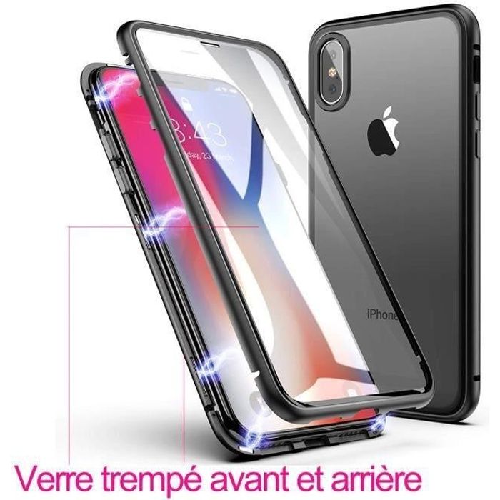 Coque Magnétique Bumper Verre trempé AVANT ARRIERE iPhone XR HOUSSE integrale