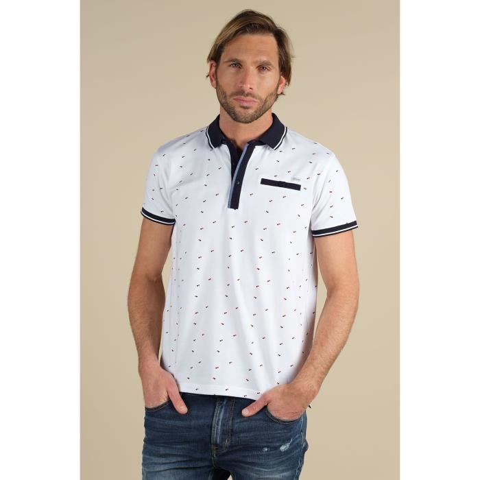 DEELUXE Polo manches courtes à motifs KADOSON White