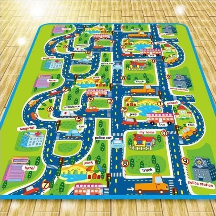 OHMG tapis de jeu enfant tapis de Jeu Circuit Voiture de Course Tapis Rectangle Géant Jouet Cadeau pour Bébé Enfant Mixte