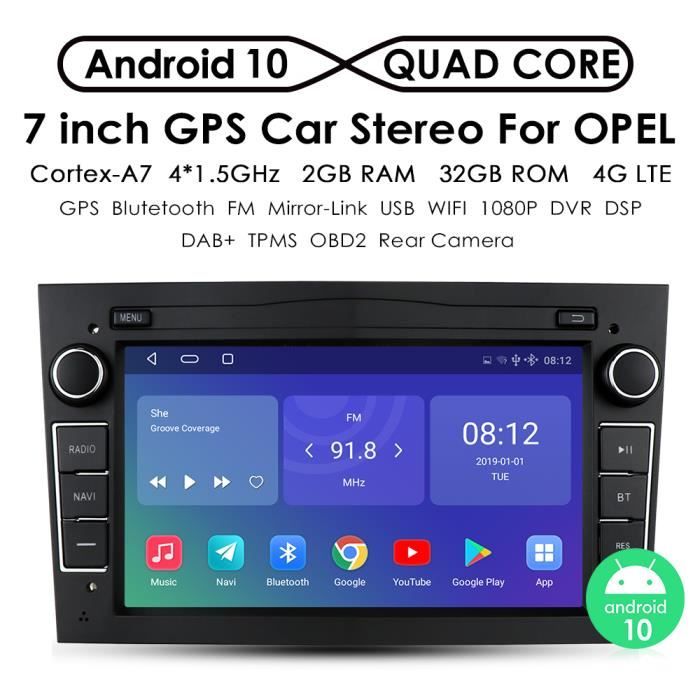 Android GPS 2 Din pour Opel 7 Pouces Autoradio avec Sat Nav Stéréo Voiture Bluetooth Double DIN Radio Caméra de Recul Radio FM USB C