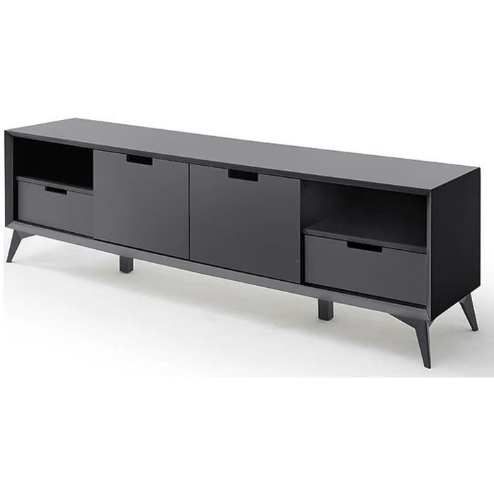 Meuble TV finition laquée gris mat - Longueur 180 x Hauteur 55 x Profondeur 40 cm