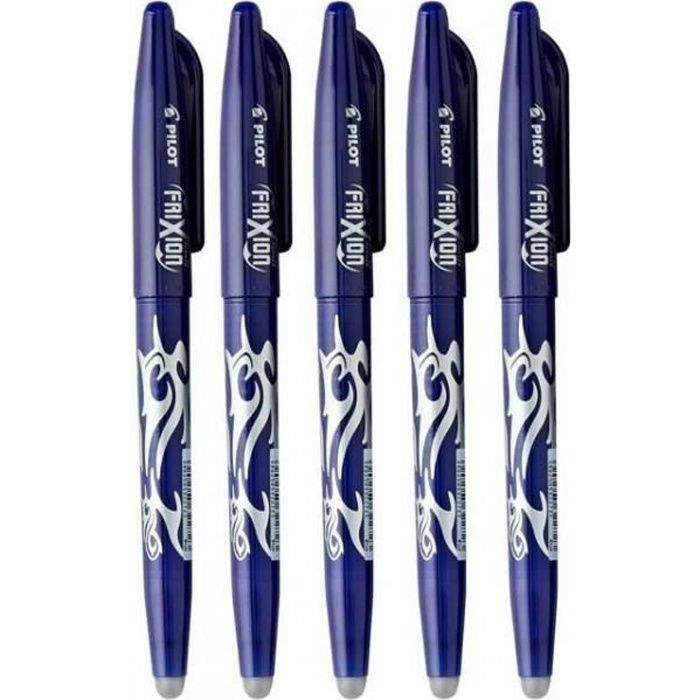 Lot de 5 stylos FriXion Ball pointe moyenne 0.7mm bleu Pilot