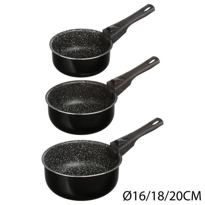 Lot de 3 casseroles 16/18/20 cm + poignée amovible Secret de Gourmet