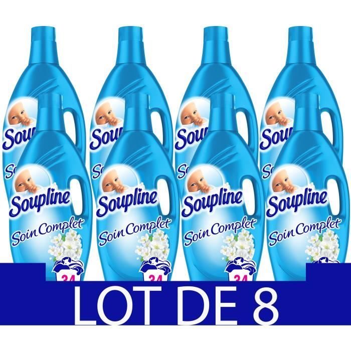 Lot de 8 SOUPLINE Adoucissant Soin Complet Si frais 34 lavages - 2L
