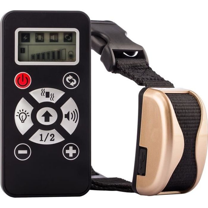 Tera® collier de dressage Anti-aboiement rechargeable étanche manuel/automatique à portée de 800 m pour entraîner chien (Or)