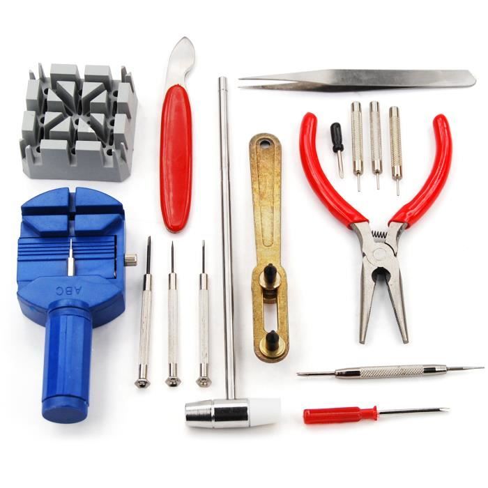 TRIXES Ensemble de 16 montre kit d'outils de réparation pour la marche arrière Réglage de la montre-bracelet démontage et extract...