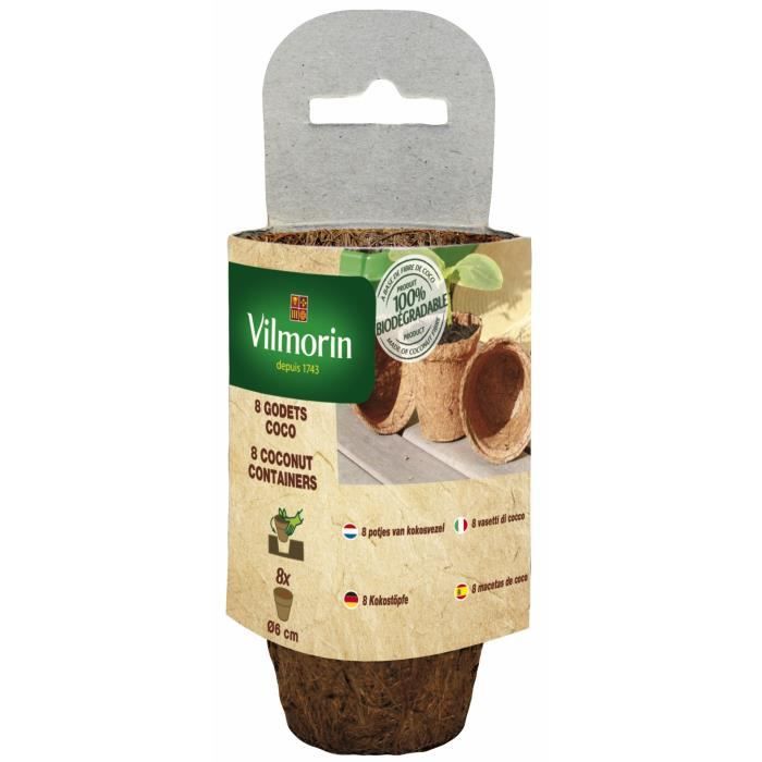 VILMORIN 8 godets coco ronds - 6 cm