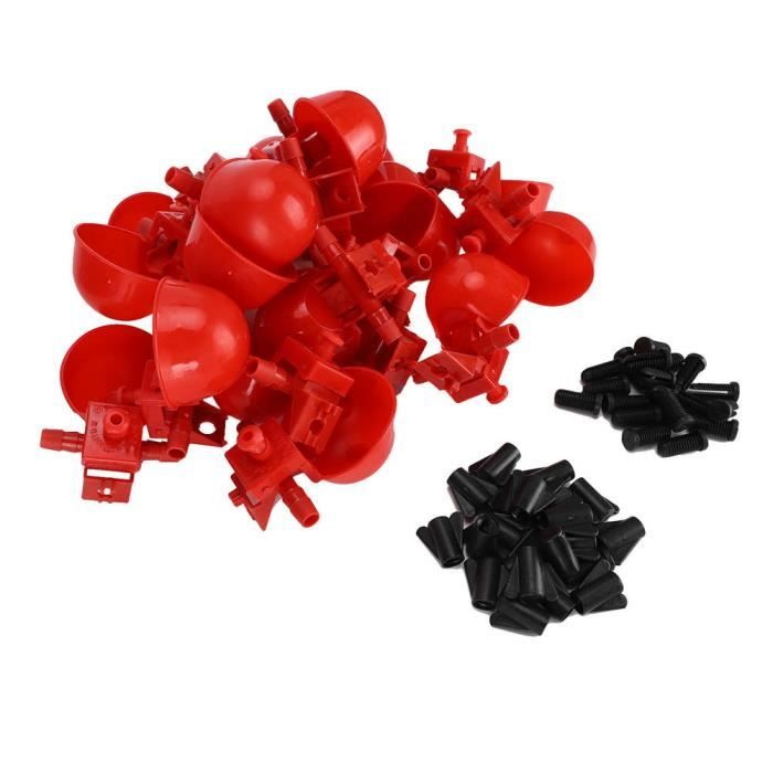 VINGVO Bol d'eau automatique pour poussins 20pcs Bol d'Eau de Poussin Tasse à Boire Automatique Abreuvoir à Eau de Volaille Rouge