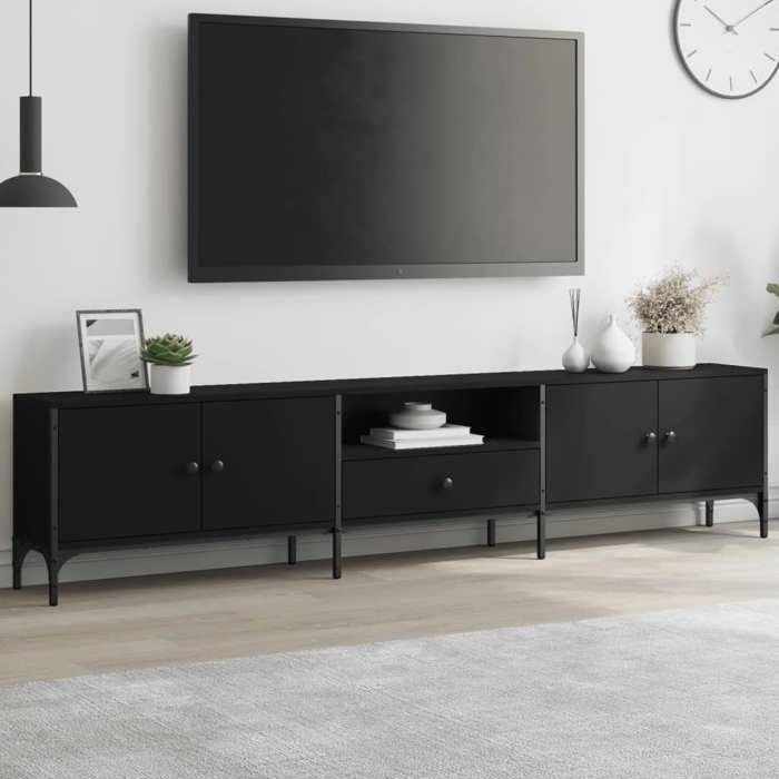 Meuble TV VidaXL 100x40x40 Cm - Bois D'Ingénierie Noir, Compartiment Ouvert