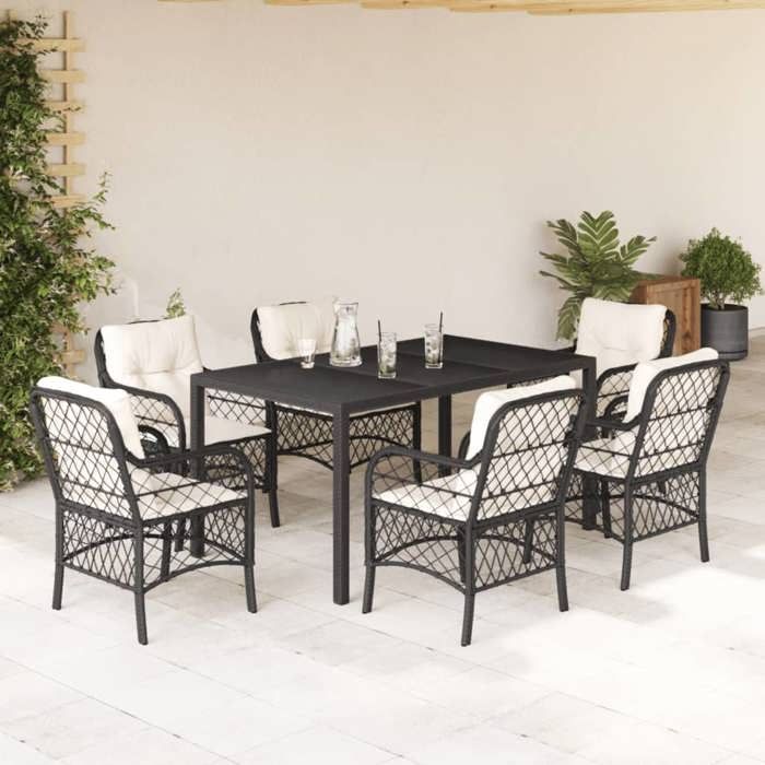 vidaXL Ensemble à manger de jardin 7 pcs résine tressée - vue 6
