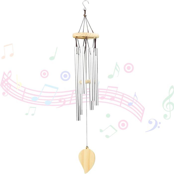 Carillon à Vent En Métal MIVIDE - 3 Pièces De 55 Cm Avec 12 Tubes En Aluminium, Idéal Pour Jardin, Terrasse Ou Maison