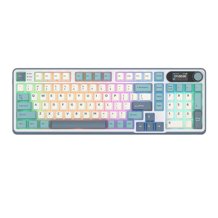 Clavier mécanique RK ROYAL KLUDGE S98 avec Écran Intelligent et Bouton Clavier de Jeu Sans Fil  remplaçable à chaud