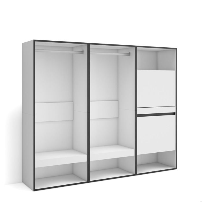 Armoire Vestiaire ouvert 180x35x145 cm Chambre à coucher pièce Meuble à Chaussures Blanc RF3487 Armoire Vestiaire ouvert 180x35x145 cm Chambre à coucher pièce Meuble à Chaussures Blanc RF3487