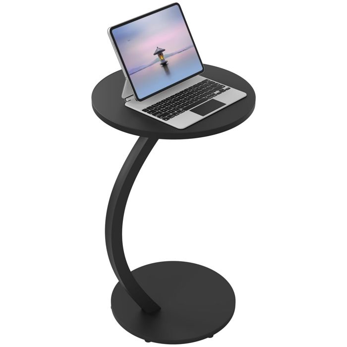 WOLTU Table dAppoint Bout de Canapé Ronde Petite Table Basse en Forme C Noir W0ATT0623