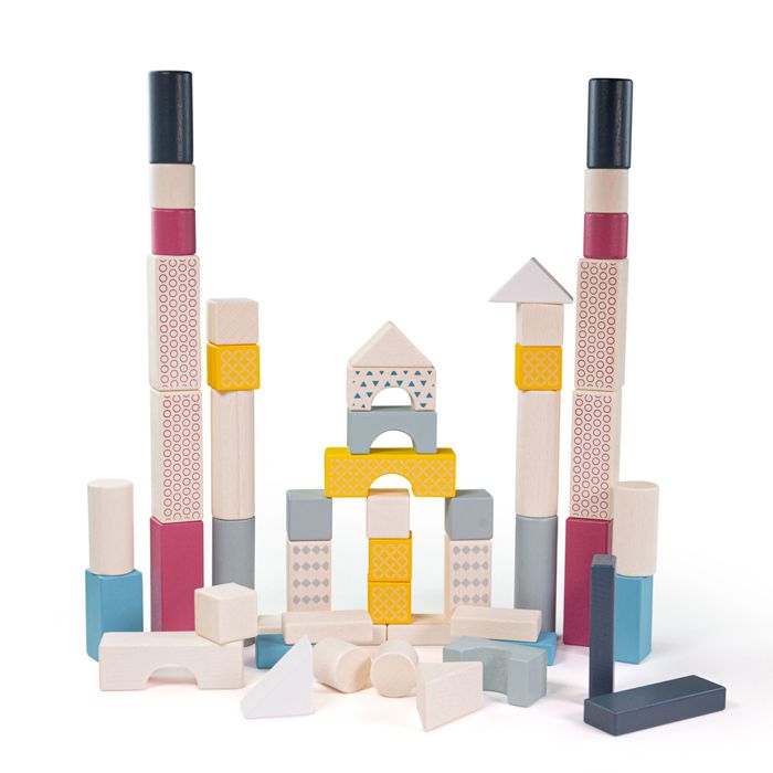 Blocs De Construction En Bois SEMKOTREE - Jeu Montessori 34 Pièces, Motricité Fine, Pour Enfants 3 Ans Et Plus - Train Avec Boutons à Assembler