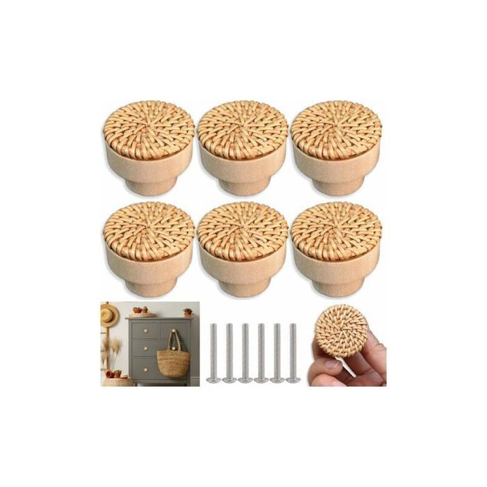 Lot De 6 Boutons De Meuble En Bois Forme Cœur - Poignées Charmantes Pour Tiroirs Et Armoires