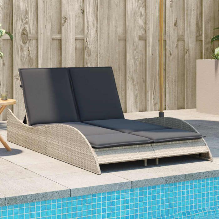vidaXL Chaise longue 2 places acacia - vue 5
