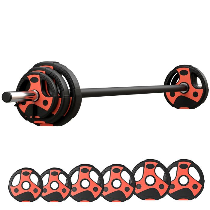 Ensemble dhaltère - kit barre de musculation - SPORTNOW - 20 kg - avec poignée antidérapante - poids réglable - noir