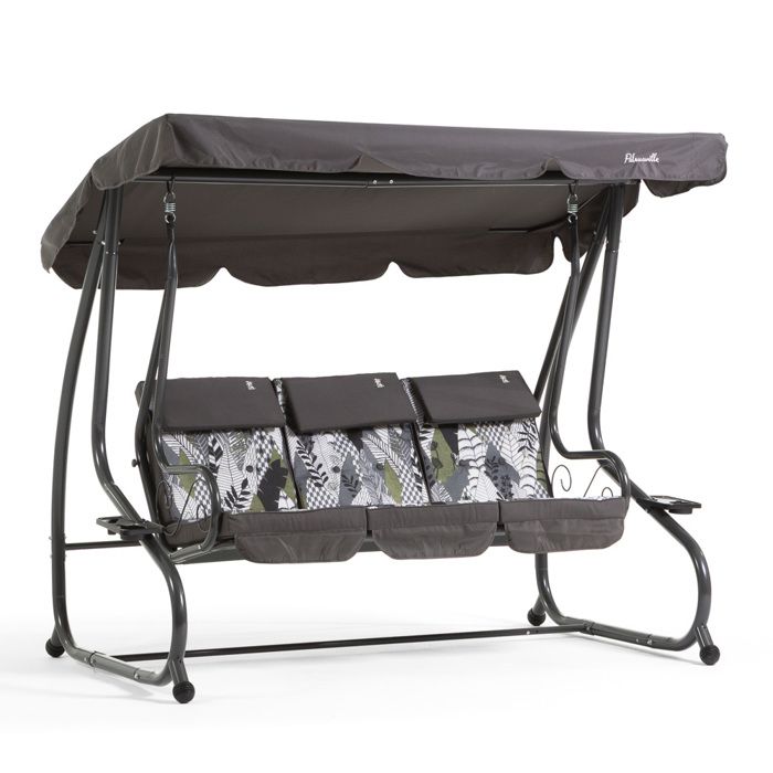 PURPLE LEAF Balancelle de Jardin 3 Places Convertible en Lit