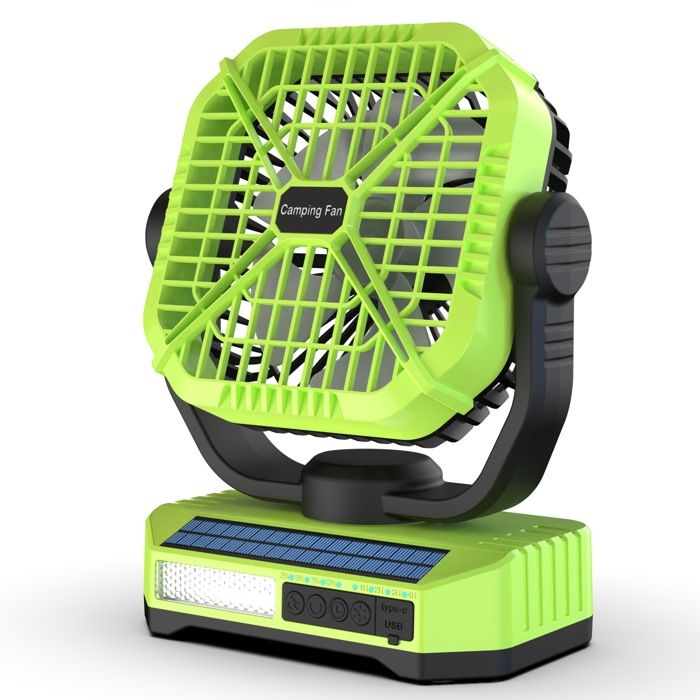 Ventilateur de tente solaire 8000 mAh portable batterie lithium longuepour camping extérieur recharge solaire - Omegasback