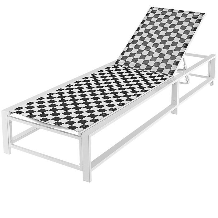 COSTWAY Chaise Longue Jardin avec 2 Roues Tissu Respirant Cadre en Métal 6 Niveaux pour Piscine Jardin Terrasse 180 kg COSTWAY Chaise Longue Jardin avec 2 Roues Tissu Respirant Cadre en Métal 6 Niveaux pour Piscine Jardin Terrasse 180 kg