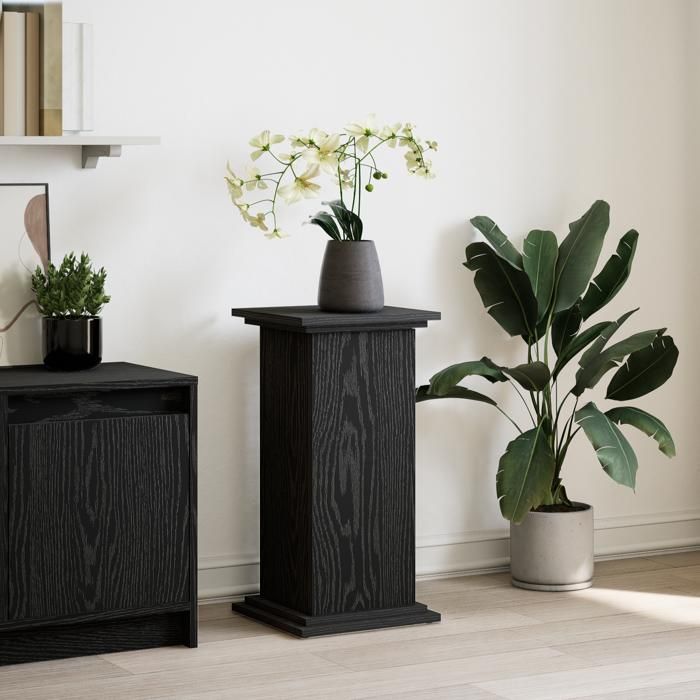 Moderne Etagère à Fleurs - Support dExposition avec Rangement Chêne Noir 31x30x60 cm Bois reconstitué FR(17980554)