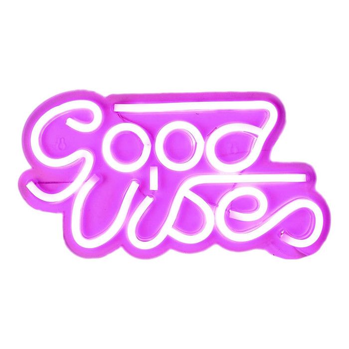 Lampe LED Effet Néon Good Vibes Rose à Accrocher ou à Poser - LOWA Lampe LED Effet Néon Good Vibes Rose à Accrocher ou à Poser - LOWA