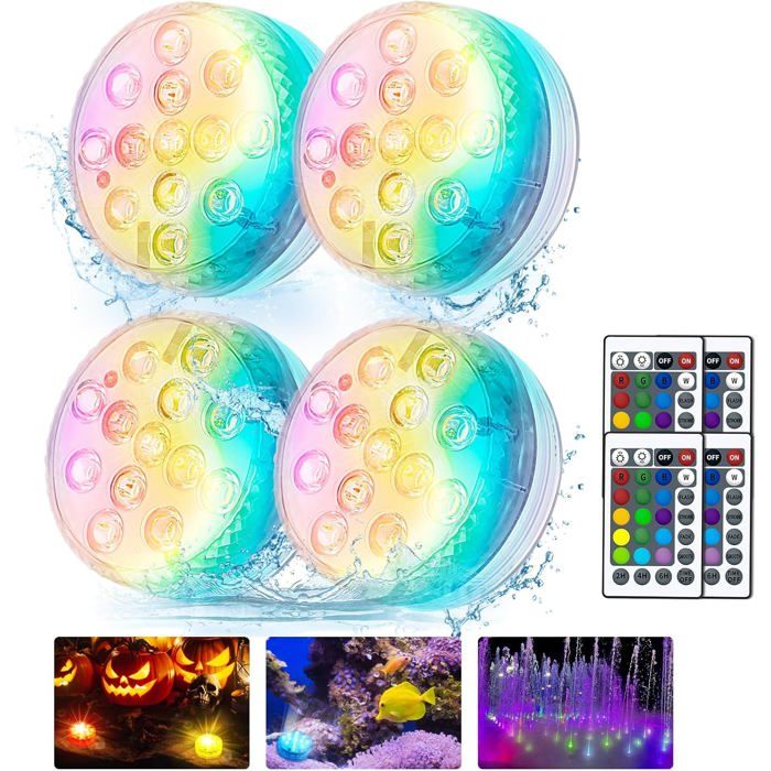 Lot 10 Mini Lampes Sous-Marines LED RVB 16 Modes - Éclairage Piscine Aquarium Mariage Fête