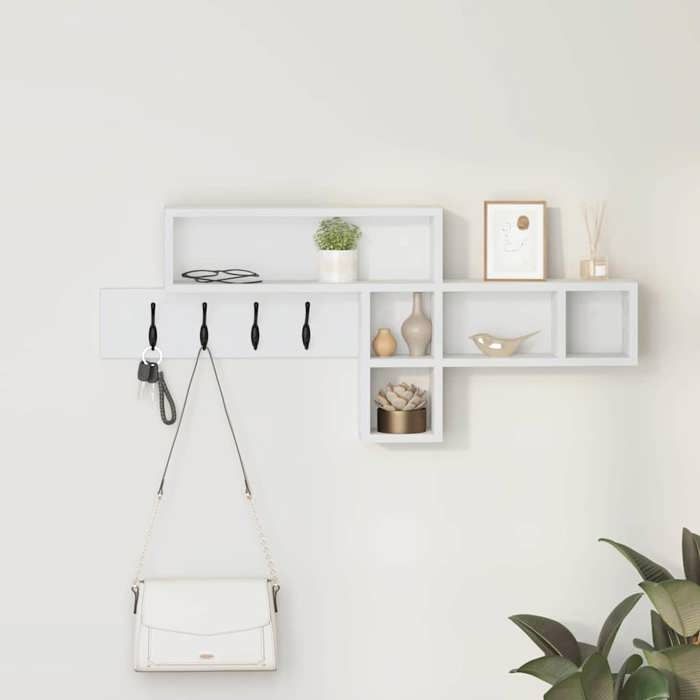 vidaXL Porte-manteau mural Blanc 100 x 12 x 43 5 cm Bois dingénierie