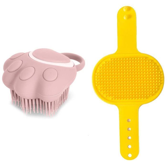 Meilleurs prix pour 2 brosses de bain chien & chat shampoing et douche idéal pour démêler laver et toiletter animaux à poils courts/longs (rose &