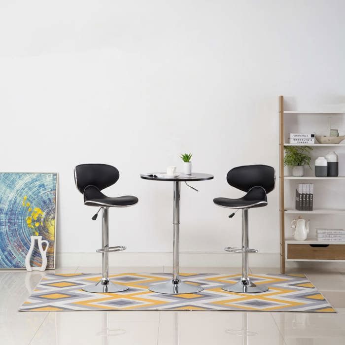 SOLDES dAutomneLot de 2 Tabourets de bar - Tabourets Hauts pour Bar-Cuisine - noir similicuir - 50x46x108cm 978