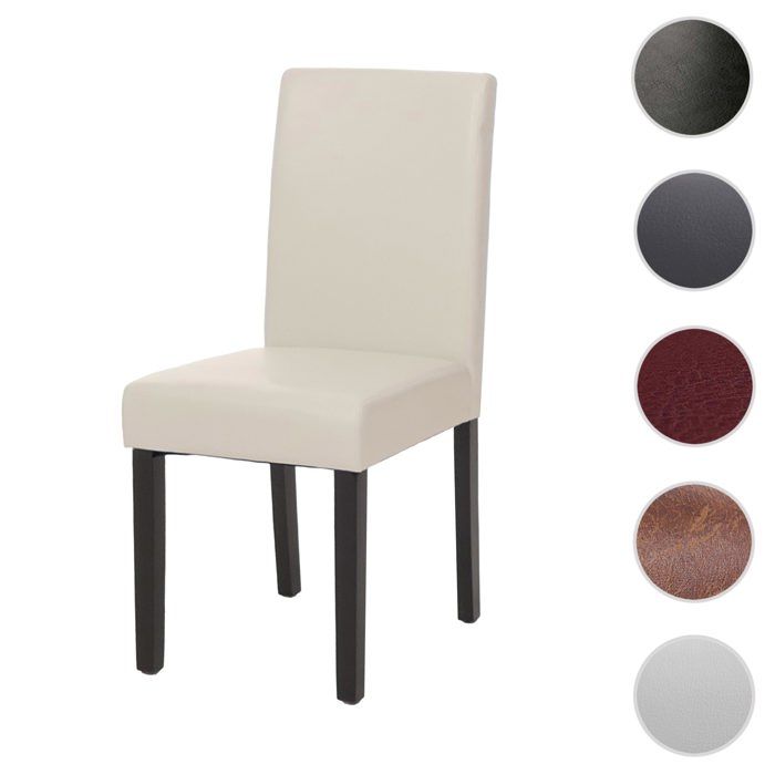 Chaise de salle à manger Littau similicuir blanc pieds foncés
