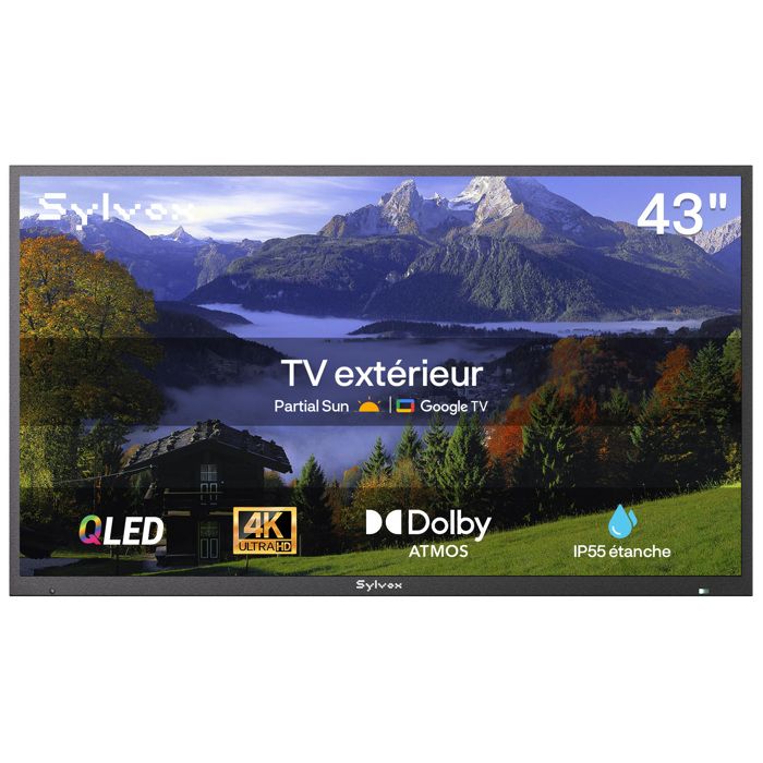 TV QLED extérieure SYLVOX Deckpro2.0 43 pouces (109 cm) 4K UHD HDR10 1000 nits IP55