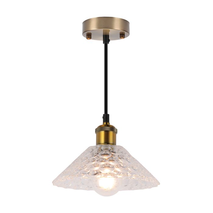 SNOGOLD Suspension Industriel en Verre E27 Luminaire Abat-jour Transparent Conique Plafonnier Vintage Lustre pour Salle à Manger -E