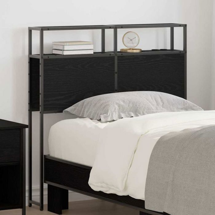 Tête de lit de rangement - VIDAXL - Chêne noir 90 cm - Prises intégrées - Bois dingénierie & métal - Scandinave