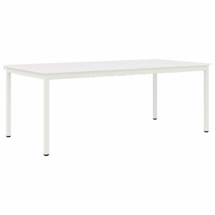 Table à manger moderne - vidaXL - Blanc - Bois de pin massif - 200x100x75 cm - Pieds carrés en métal - Usage intérieur