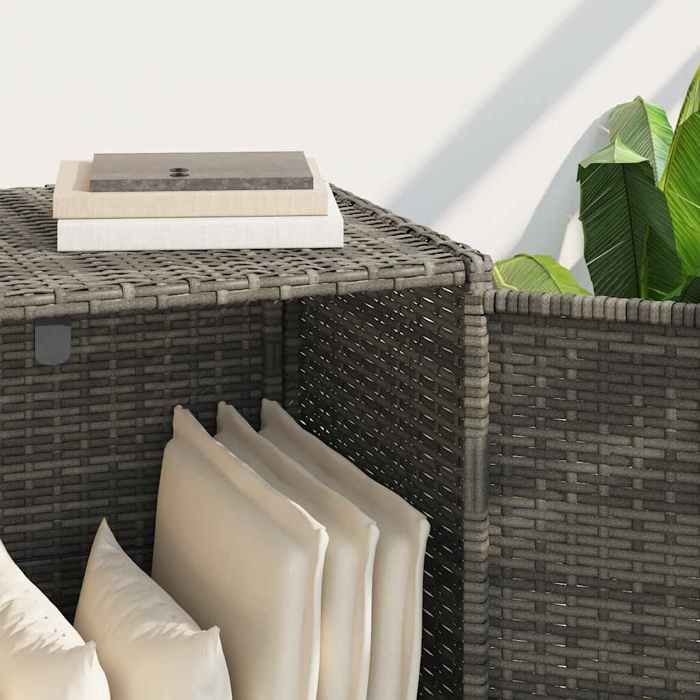 Gris Meuble dextérieur/Coffre jardinage - SARAZYJ - Armoire de rangement de jardin - gris 83x45x76cm - résine tressée Hot38269536