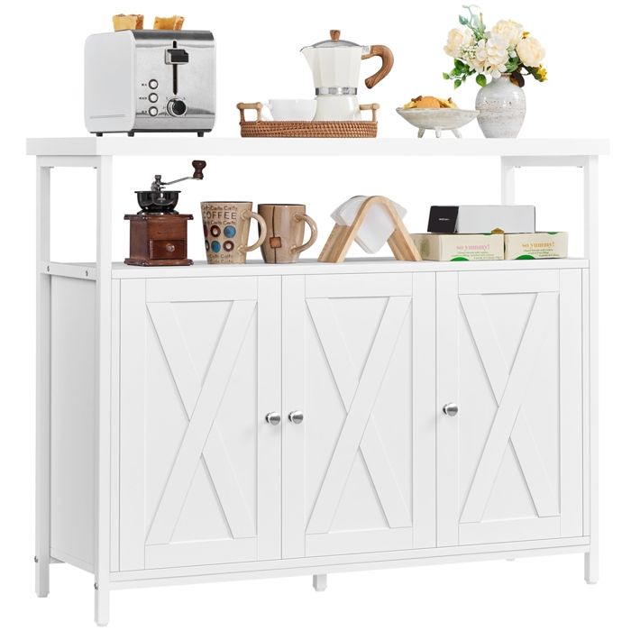 Yaheetech Buffet de Cuisine Bahut avec 3 Portes Étagères Réglables Compartiment Meuble de Rangement Salle à Manger Cuisine Blanc Yaheetech Buffet de Cuisine Bahut avec 3 Portes Étagères Réglables Compartiment Meuble de Rangement Salle à Manger Cuisine Blanc