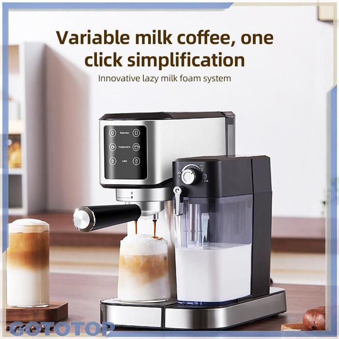 GOTOTOP petite cafetière Machine à café électrique avec système de mousse de lait electromenager cafetiere Prise UE argentée - Goto