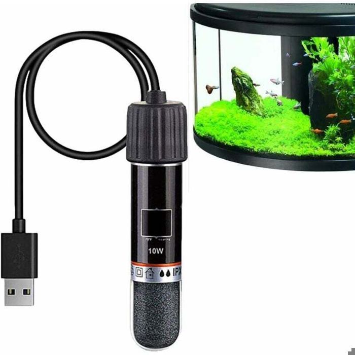 Chauffage daquarium - PZCC - Mini 10W USB - Thermostat fixe 26°C - Capteur haute sensibilité - Pour 20–50 L