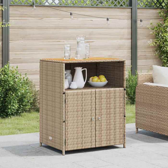 Buffet commode haut - Solide - pour salon - Armoire Beige 70x50x87 cm Polyester et Roly Ratten LH26459162992